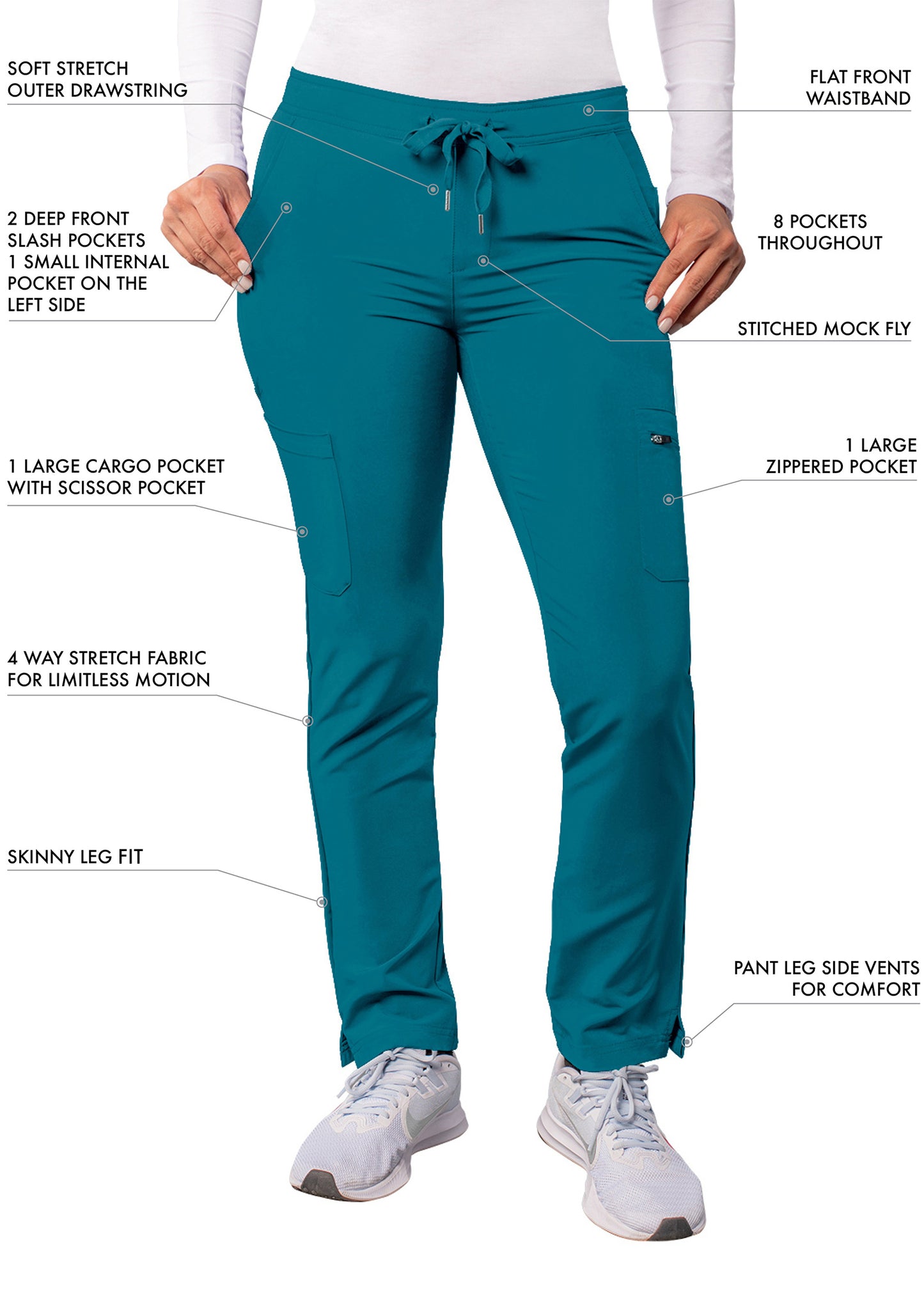 ADAR Addition Women's Skinny Leg Cargo Drawstring Pant Petite