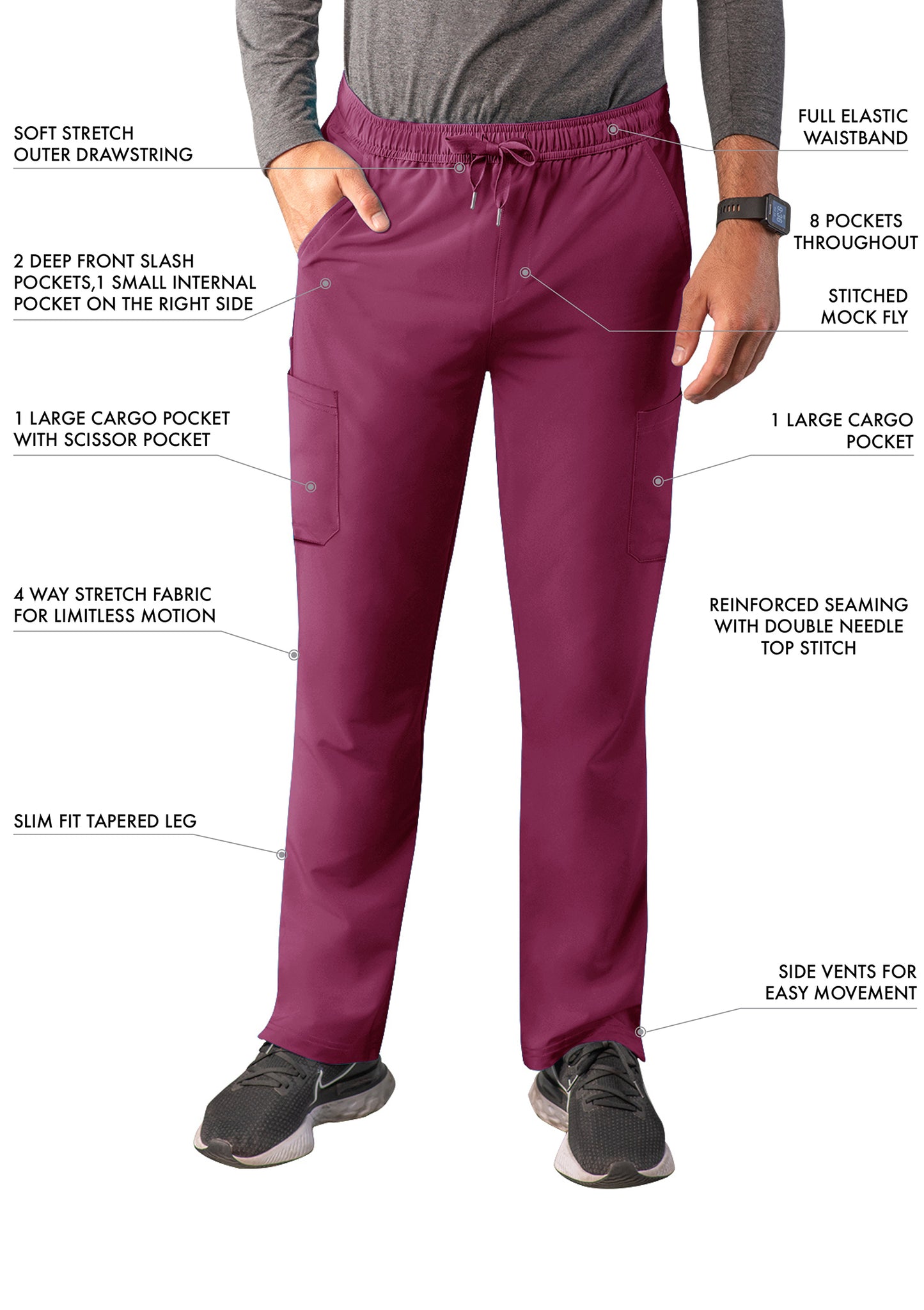 ADAR Addition Men's Slim Leg Cargo Drawstring Pant