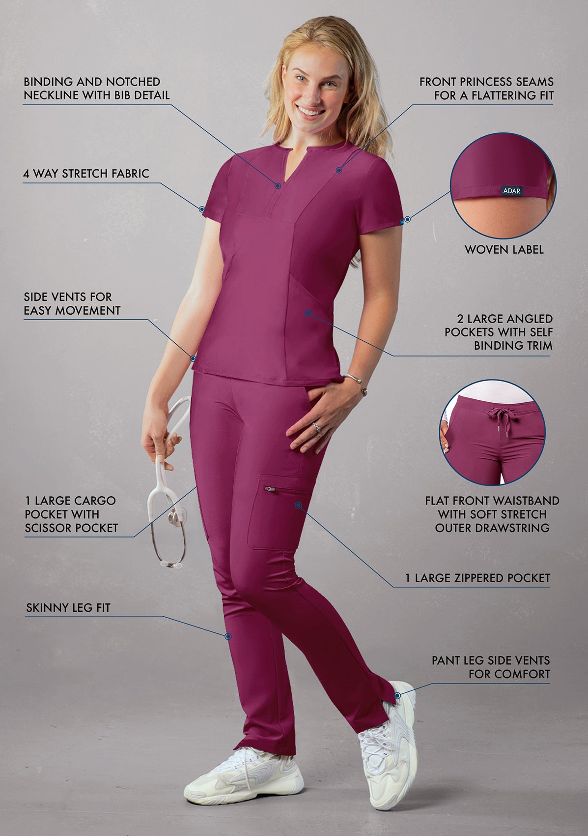 ADAR Addition Women's Go-Higher Scrub Set