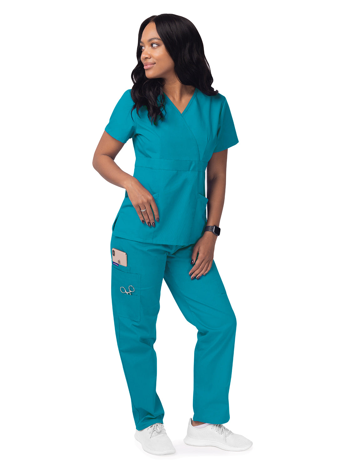 Sivvan Women's Mock Wrap Top/Cargo Pant Scrub Set