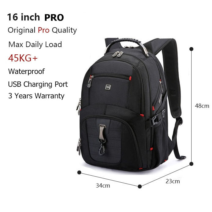 Crossten Durable 17 Inch Laptop Backpack,45L Travel Bag,College Bookbag,USB Charging Port,Water Resistant,Swiss-Multifunctional