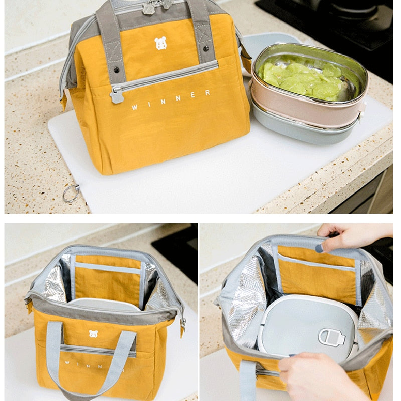 Portable Lunch Bag Thermal Insulated Lunch Box Tote Cooler Bag Bento Pouch Lunch Container School Food Storage Bags