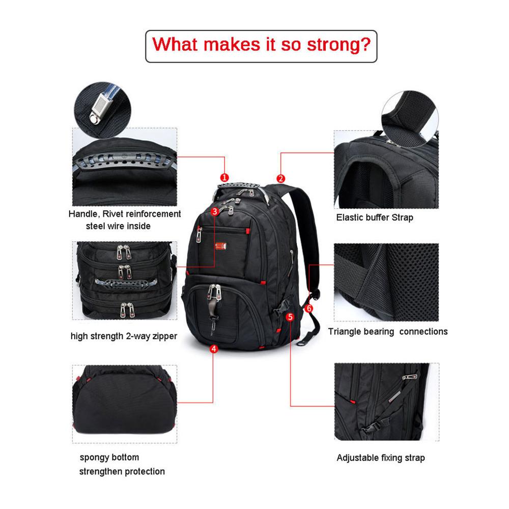 Crossten Durable 17 Inch Laptop Backpack,45L Travel Bag,College Bookbag,USB Charging Port,Water Resistant,Swiss-Multifunctional