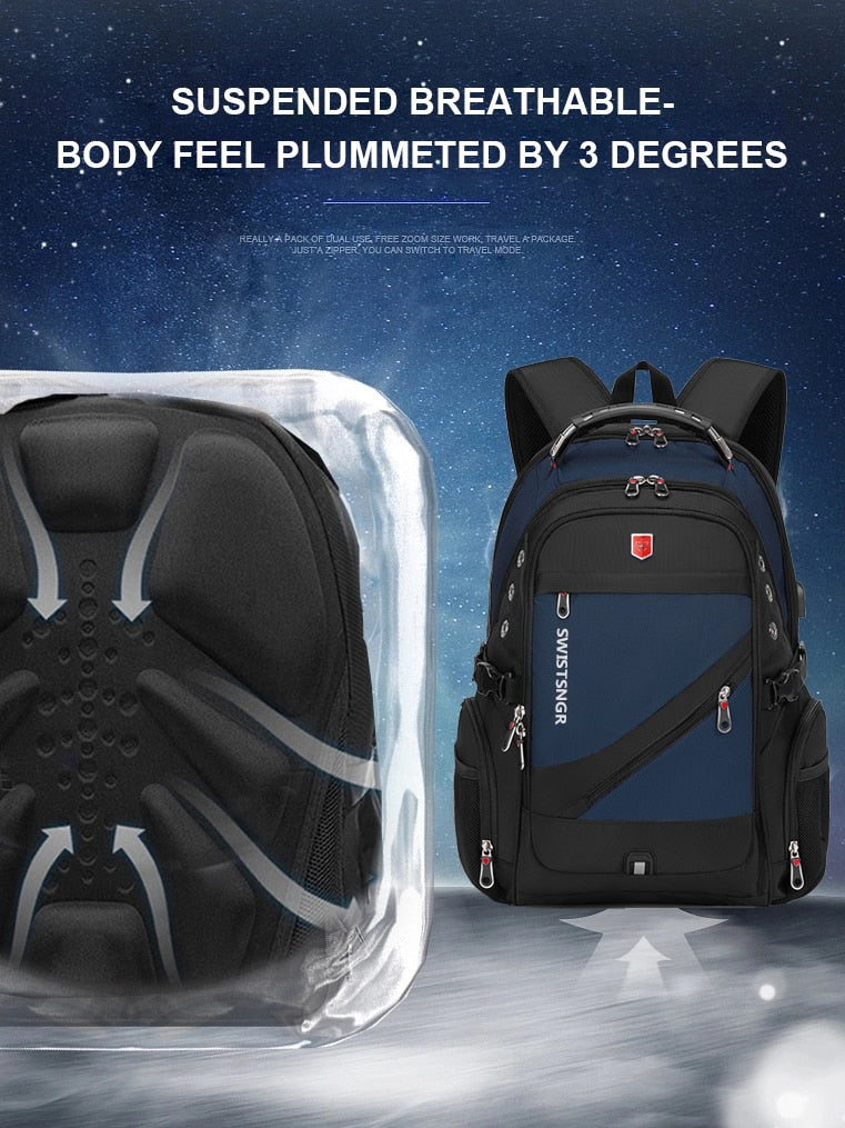 Anti-Thief Backpack Multifunctional Waterproof 17.3 Inch Laptop Bag USB Charging Travel Backpacks