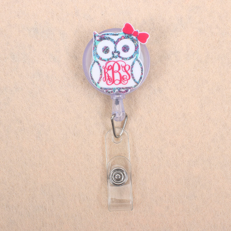 Creative Candy Color Owl Resin Retractable Badge Reel Nurse Doctor Student Exhibition ID Card Clips Badge Holder Stationery