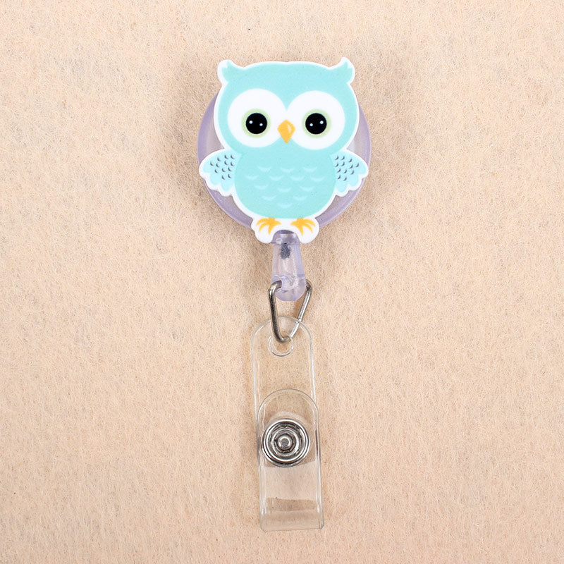 Creative Candy Color Owl Resin Retractable Badge Reel Nurse Doctor Student Exhibition ID Card Clips Badge Holder Stationery
