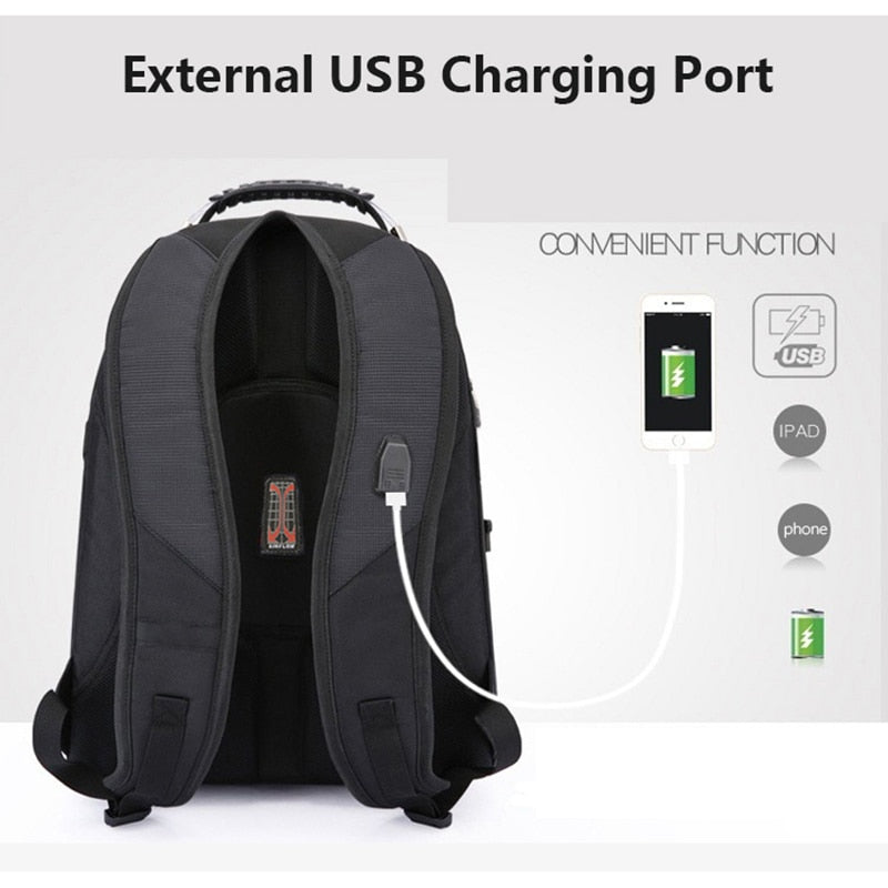 Crossten Durable 17 Inch Laptop Backpack,45L Travel Bag,College Bookbag,USB Charging Port,Water Resistant,Swiss-Multifunctional