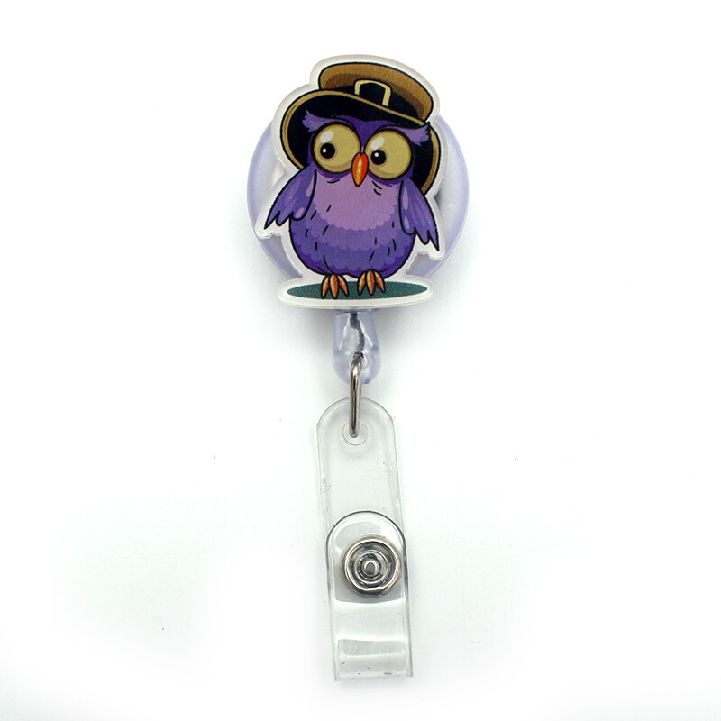 Creative Candy Color Owl Resin Retractable Badge Reel Nurse Doctor Student Exhibition ID Card Clips Badge Holder Stationery