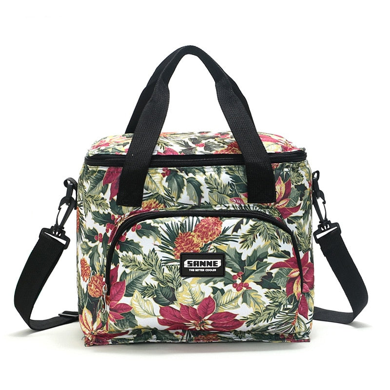 Oxford Double Layer Cooler Lunch Bag Printed Insulated Thermal Food Picnic Handbag Portable Shoulder Lunch Box Tote