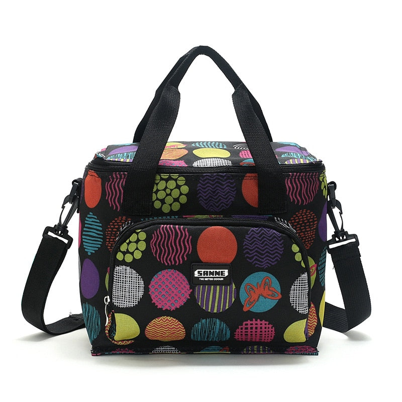 Oxford Double Layer Cooler Lunch Bag Printed Insulated Thermal Food Picnic Handbag Portable Shoulder Lunch Box Tote