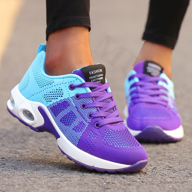 Ladies Casual Mesh Sneakers Flat Shoes Lightweight