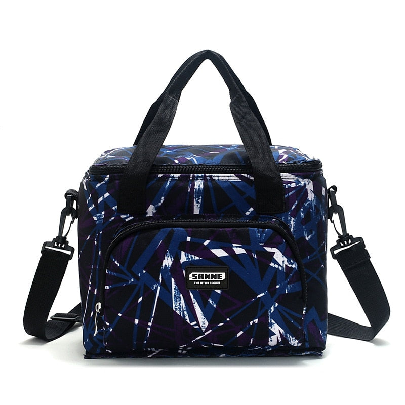 Oxford Double Layer Cooler Lunch Bag Printed Insulated Thermal Food Picnic Handbag Portable Shoulder Lunch Box Tote