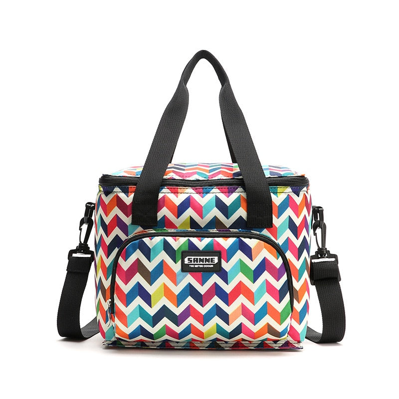 Oxford Double Layer Cooler Lunch Bag Printed Insulated Thermal Food Picnic Handbag Portable Shoulder Lunch Box Tote