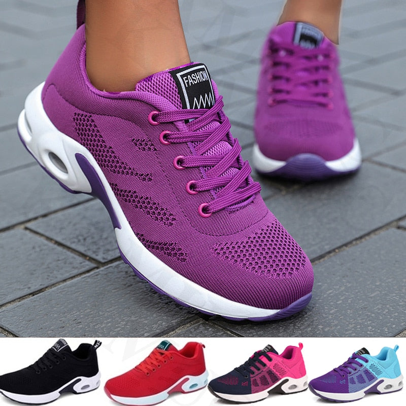 Ladies Casual Mesh Sneakers Flat Shoes Lightweight