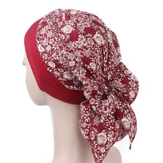 Women's Turban hat Elastic Cloth Head Cap - Butterfly Touch Scrubs