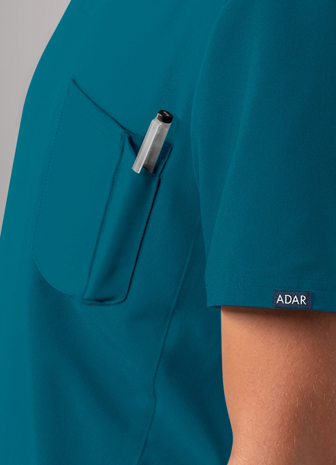 ADAR Addition Men's Modern Multi-pocket V-Neck Scrub Top