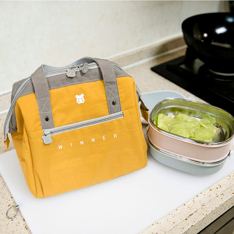 Portable Lunch Bag Thermal Insulated Lunch Box Tote Cooler Bag Bento Pouch Lunch Container School Food Storage Bags