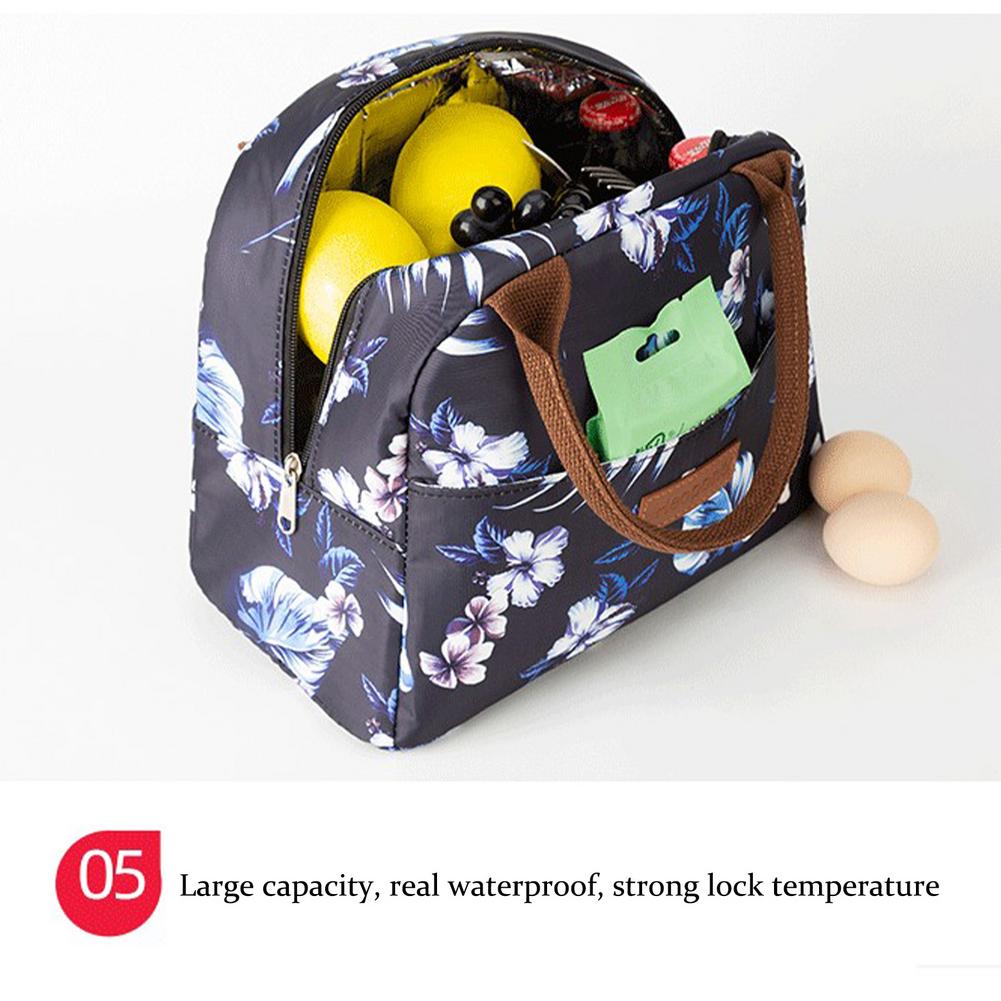 Functional Pattern Cooler Lunch Box Portable Insulated Oxford Cloth Lunch Bag Thermal Food